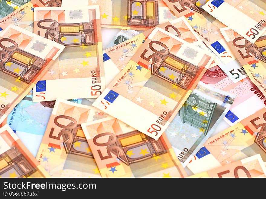 Lots of euro money. Euro money background.