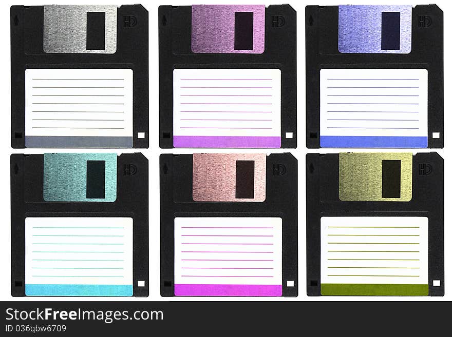 Six color of mini pc diskettes. Six color of mini pc diskettes.