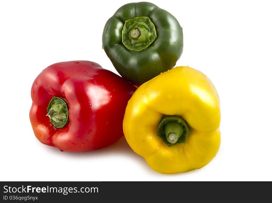 Colorful peppers isolated on white background