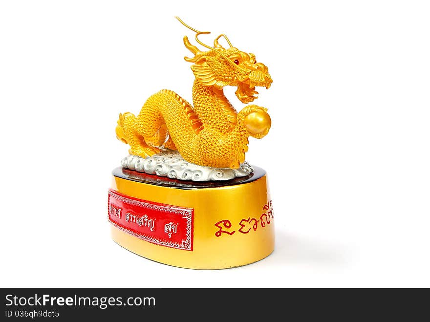 Golden Dragon Statue Isolated