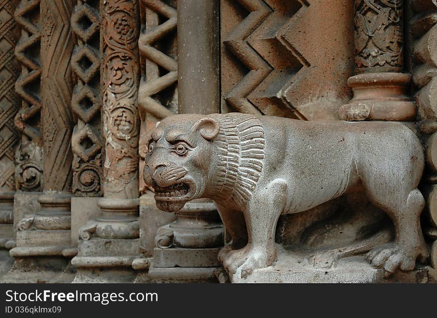 Stone lion in Budapest