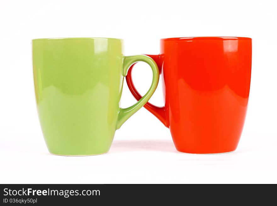 Cups for tea on a white background