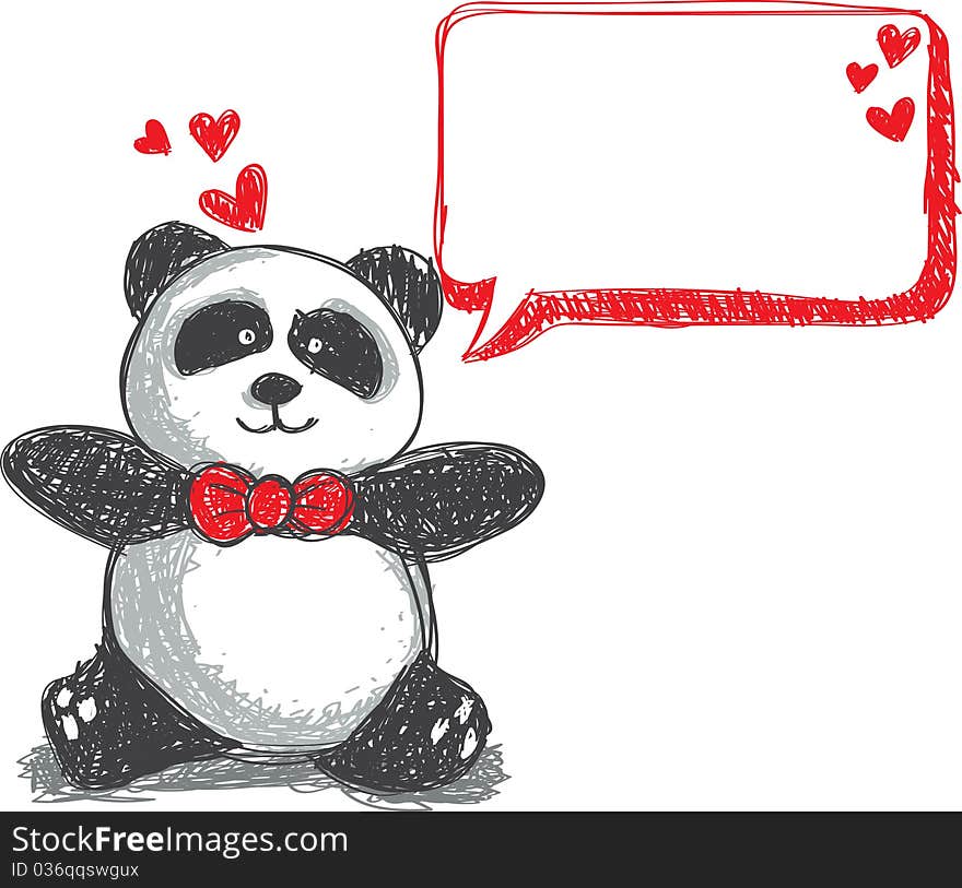 Panda doodle, suitable for valentine's day