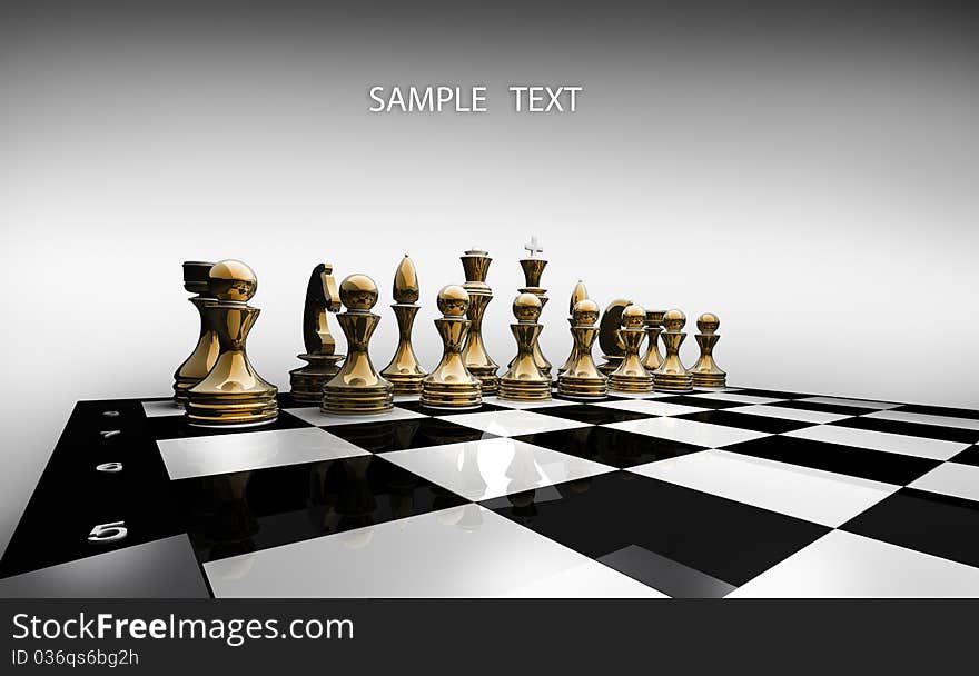 Chess pieces set a complete set of chess pieces. isolated. 3d render