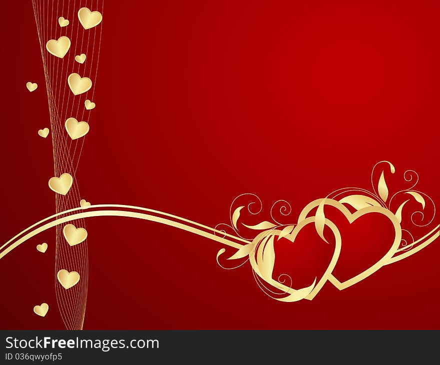 Red hearts with floral decoration. Vector illustration. Red hearts with floral decoration. Vector illustration.