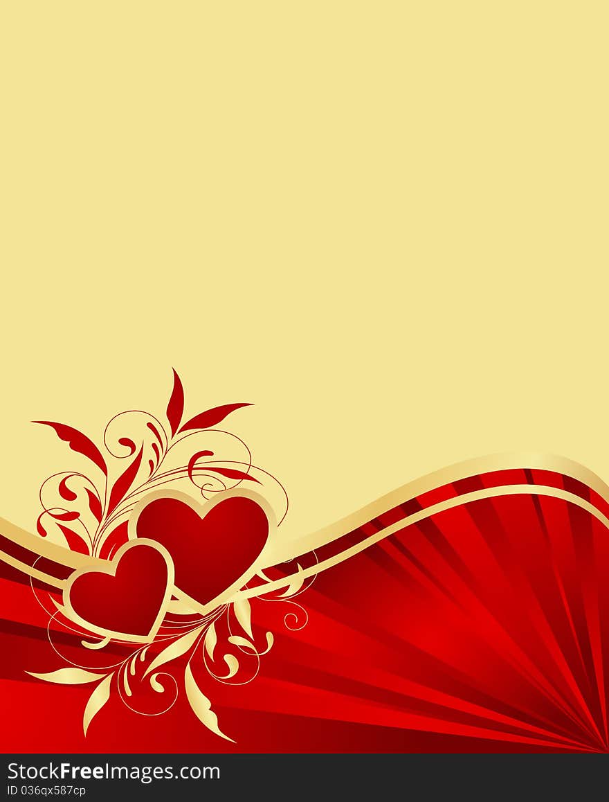 Red hearts with floral decoration. Vector illustration. Red hearts with floral decoration. Vector illustration.