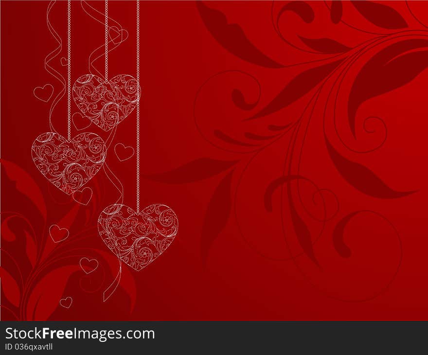 Elegant red background. Valentine's day background. Vector illustration