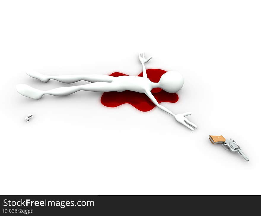 Suicide man isolated on white background