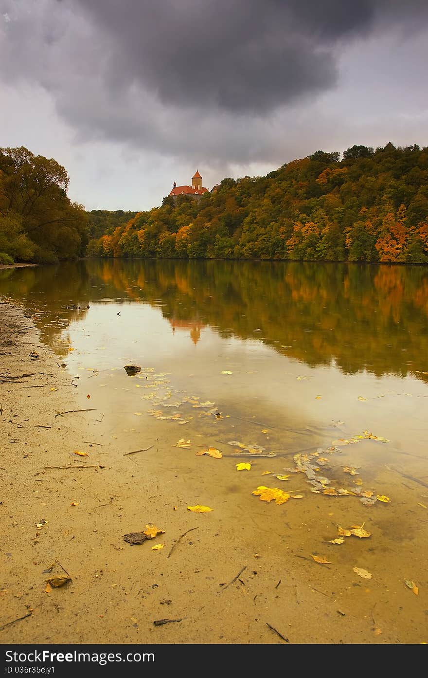 Autumn trees reflecting in the water