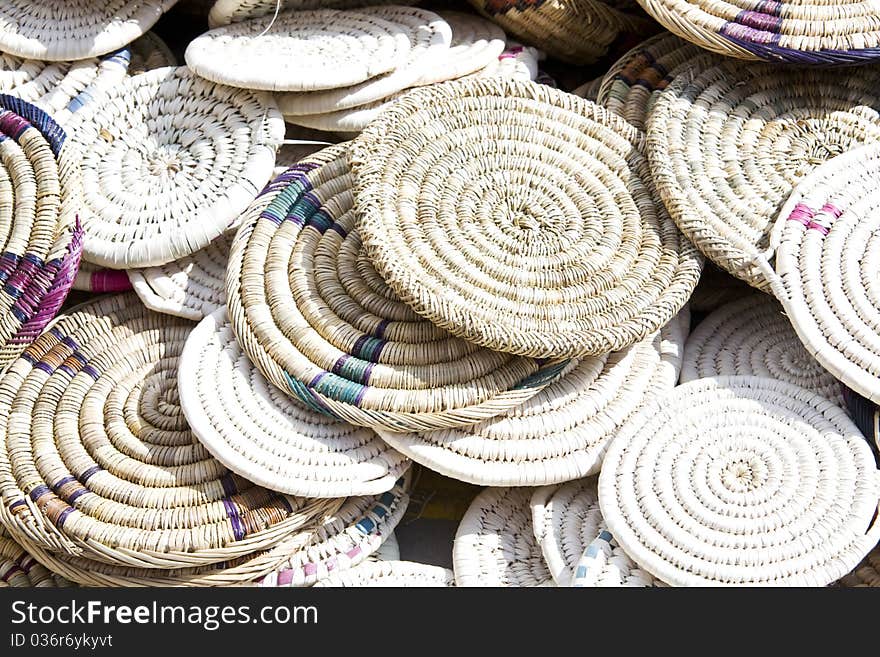 Handmade placemat at market in marrakesh morocco