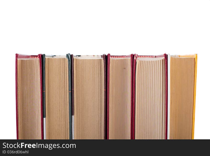 Old books on white background.