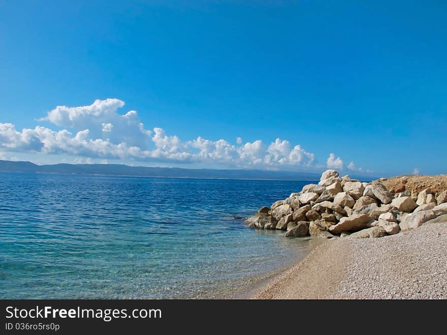 Pebble beach in Croatia (Dalmatia)