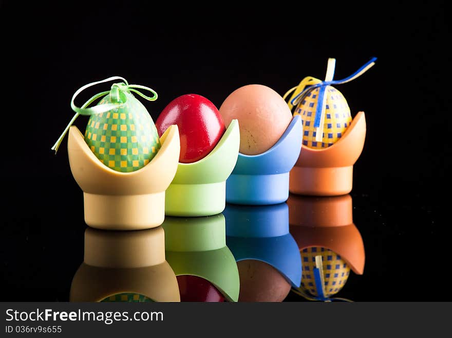 Easter eggs are a dark background reflection vase