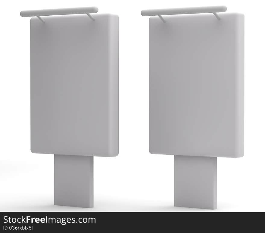 Two simple white billboard 3d on white