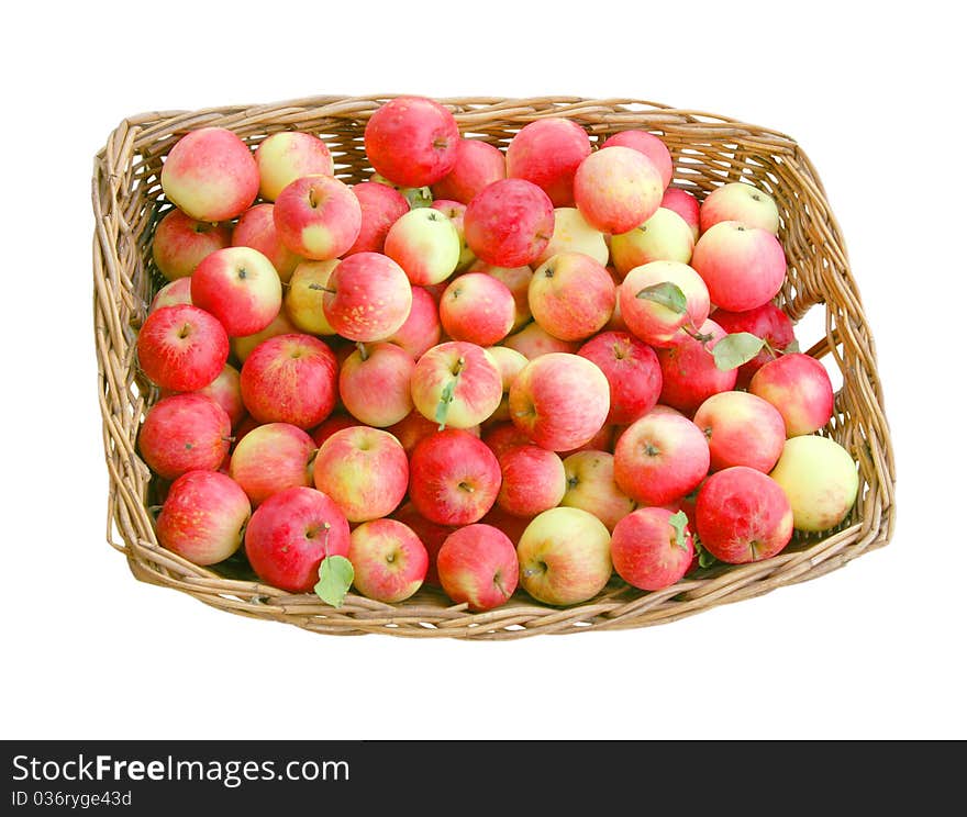 Basket with apples on a white background. Basket with apples on a white background