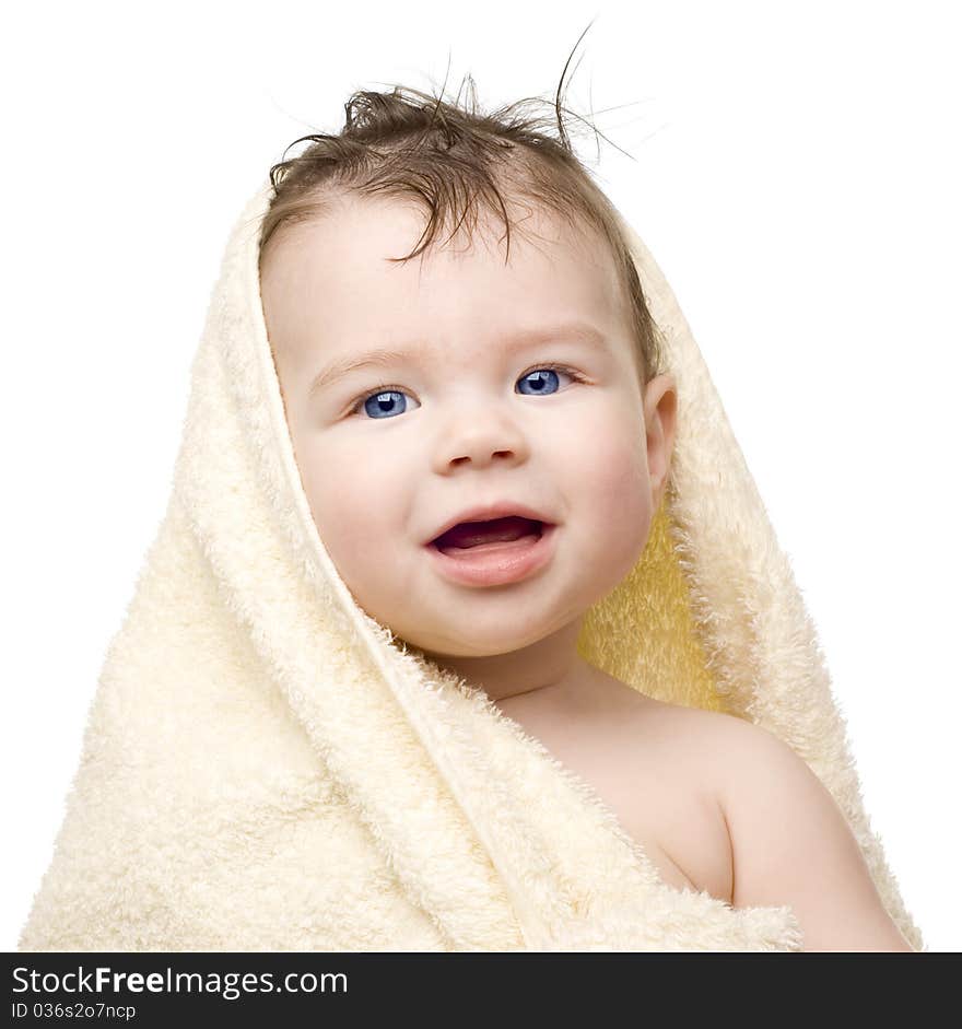 The small child after bathing