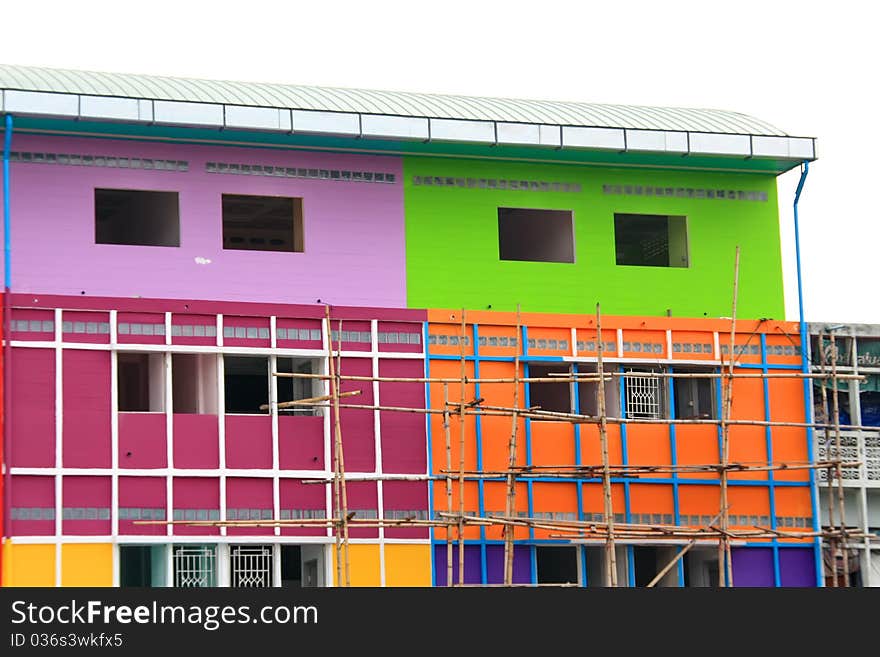 Buildings are painted of colorful