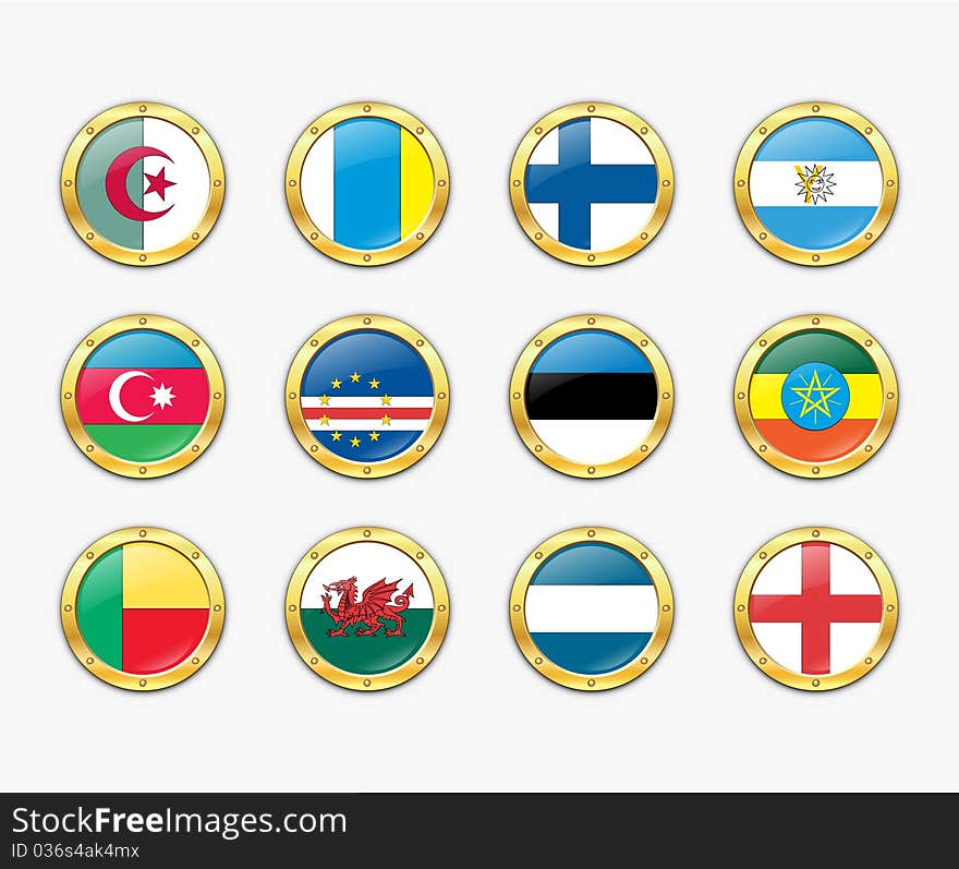 Shields with flags. Vector illustration. More in my portfolio