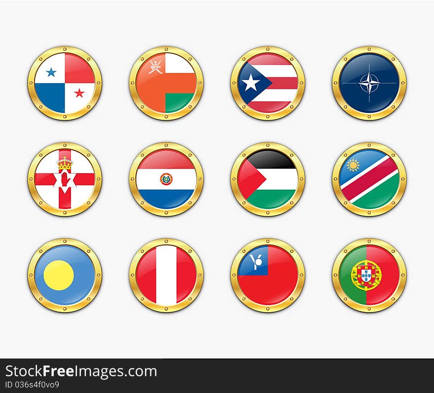 Shields with flags. Vector illustration. More in my portfolio