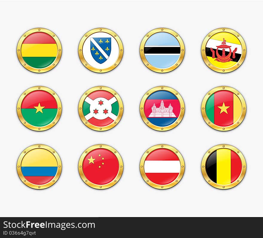 Shields with flags. Vector illustration. More in my portfolio