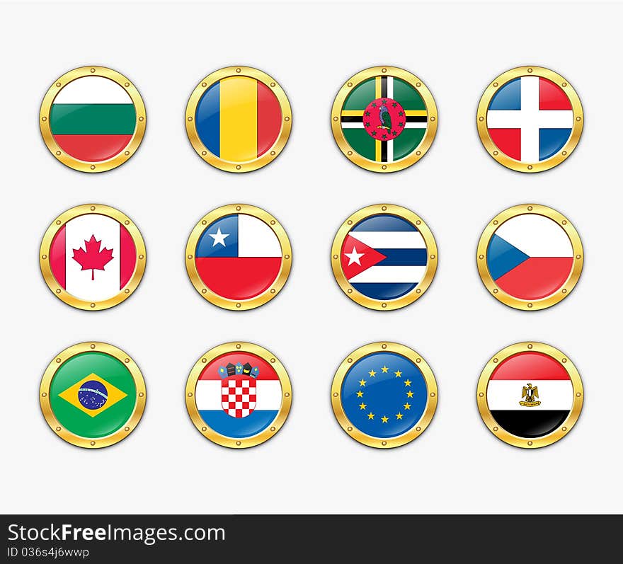 Shields with flags. Vector illustration. More in my portfolio