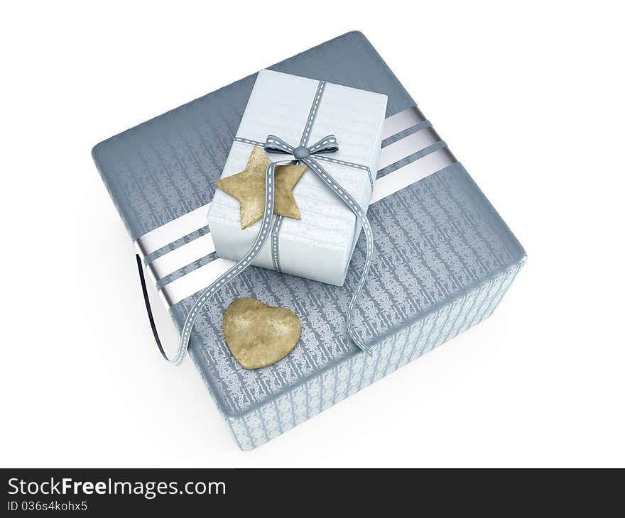 Grey Present Box 3D Illustration