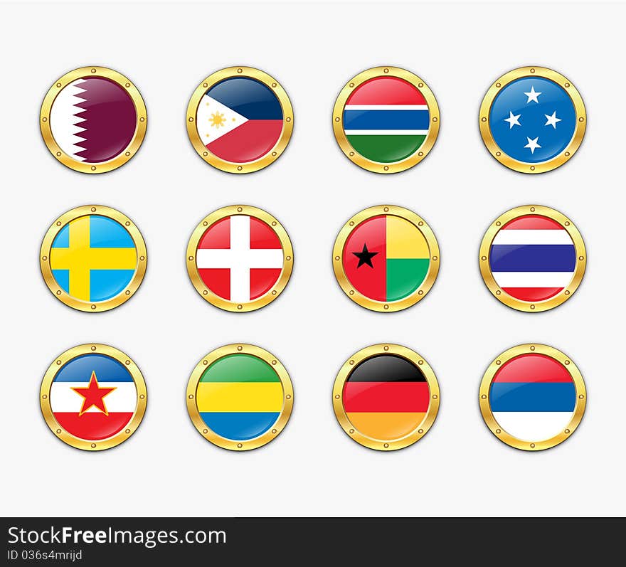 Shields with flags. Vector illustration. More in my portfolio