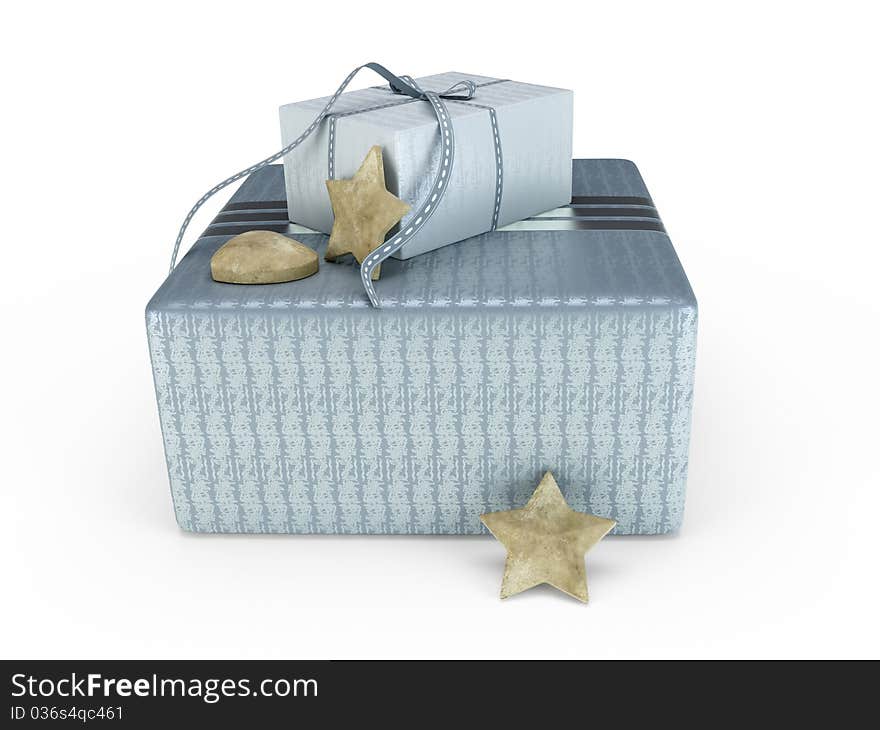 Grey present box 3D illustration