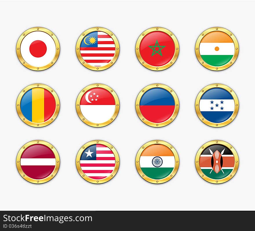 Shields with flags. Vector illustration. More in my portfolio