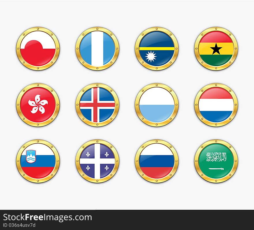 Shields with flags. Vector illustration. More in my portfolio