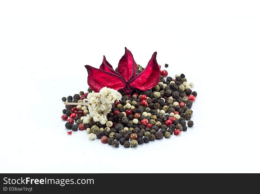 Mixed peppers isolated on white. Mixed peppers isolated on white