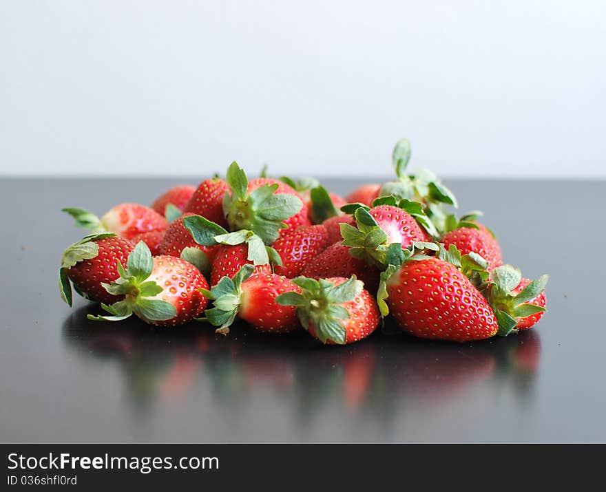 Strawberries on black table