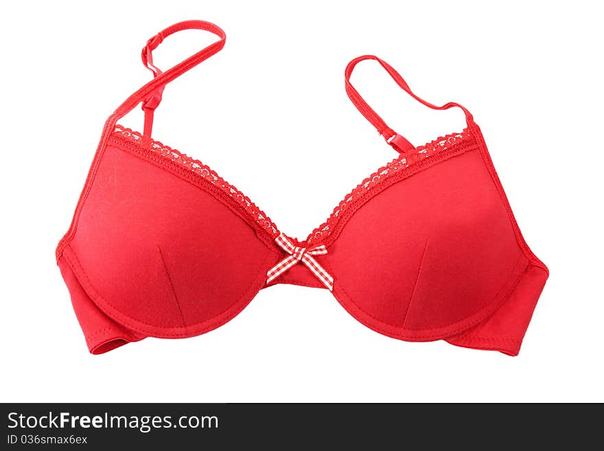 Red bra with straps isolated on a white background