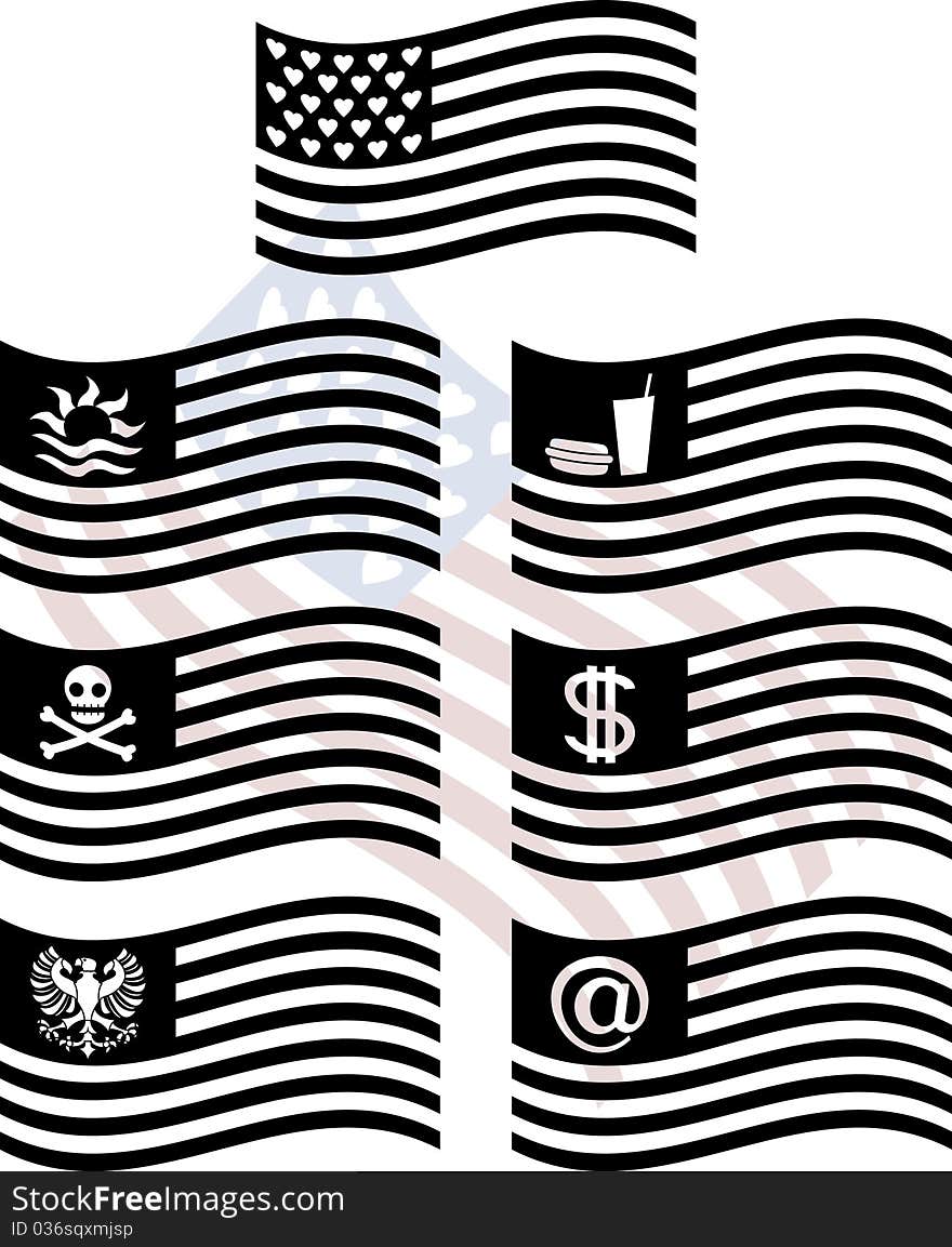 Stencils of fantasy usa flags