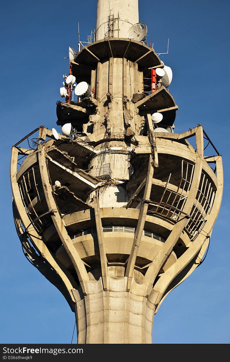 Damaged communication Tower