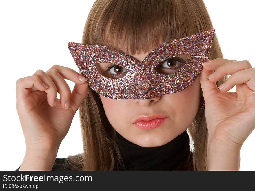 Beautiful girl wearing a mask