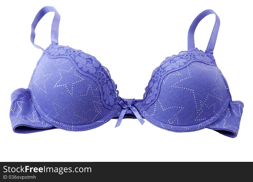 Blue bra with straps isolated on a white background