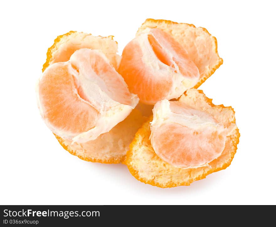 Peeled mandarin isolated on a white background