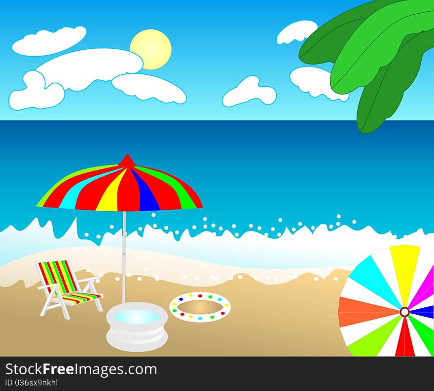 Tropical beach, cdr vector