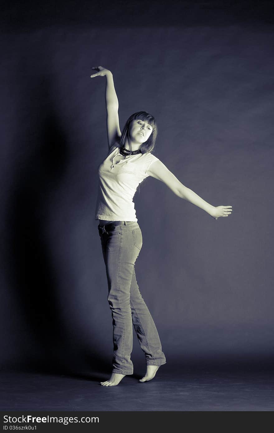 Portrait of a girl on a dark background. Portrait of a girl on a dark background