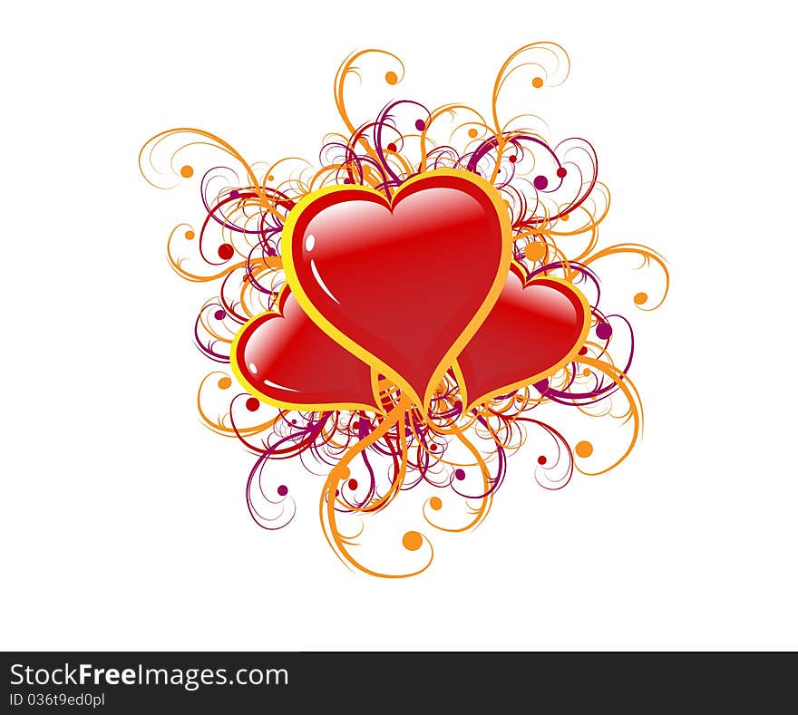 Heart background with red swirls. Heart background with red swirls