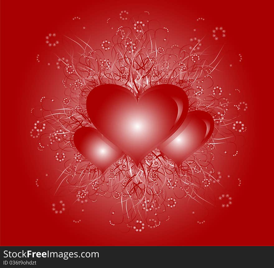 Heart background with red swirls. Heart background with red swirls