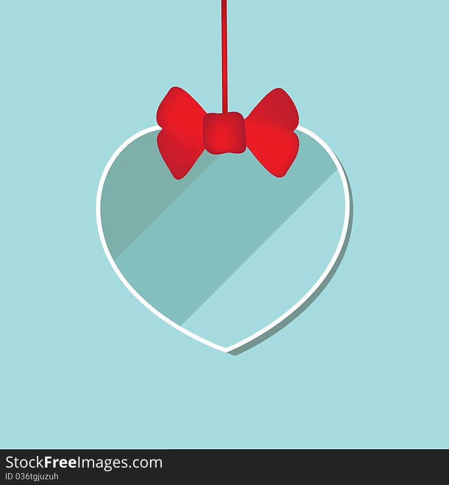 Vintage blue heart with red bow