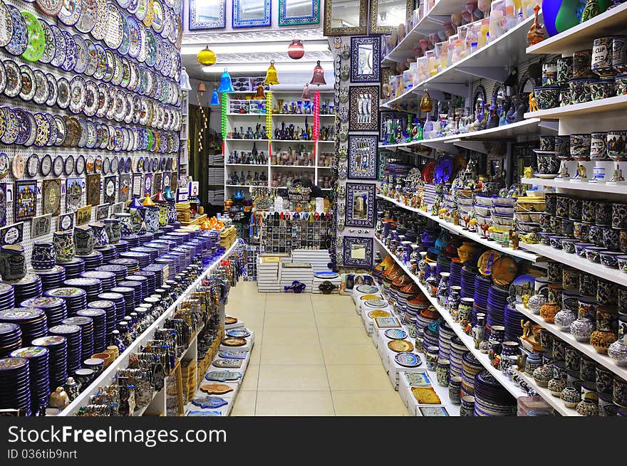 Souvenir shop in arab market.