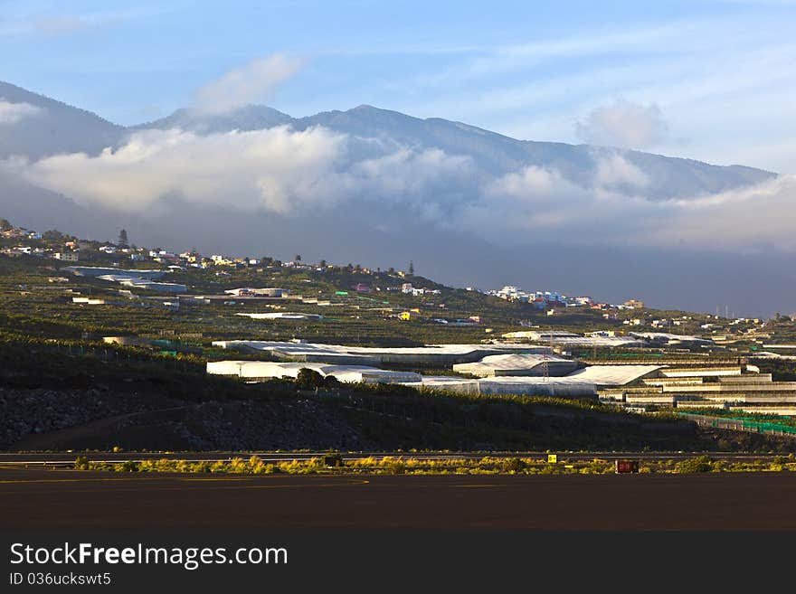 View from airport La Palma to the hills