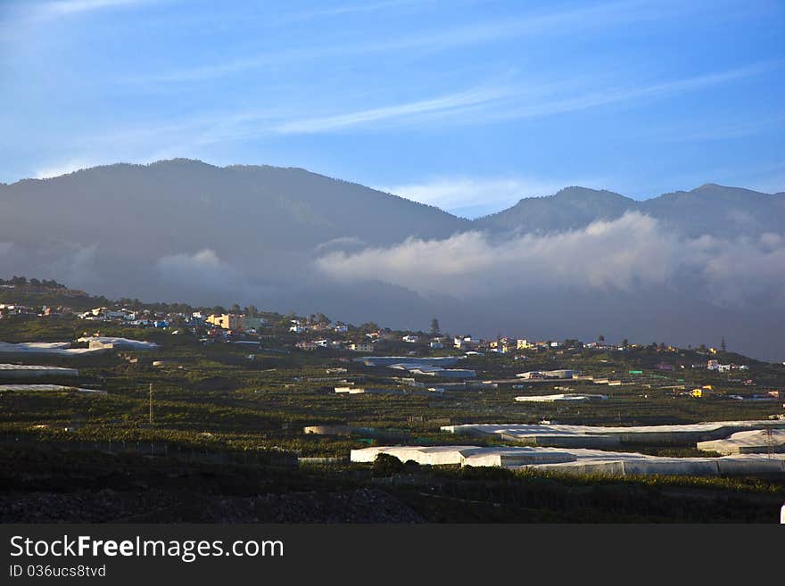 View from airport La Palma to the hills