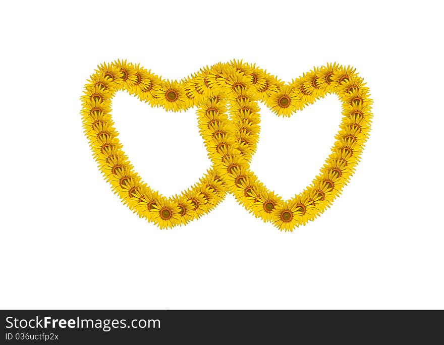 Sunflower petals in heart symbol