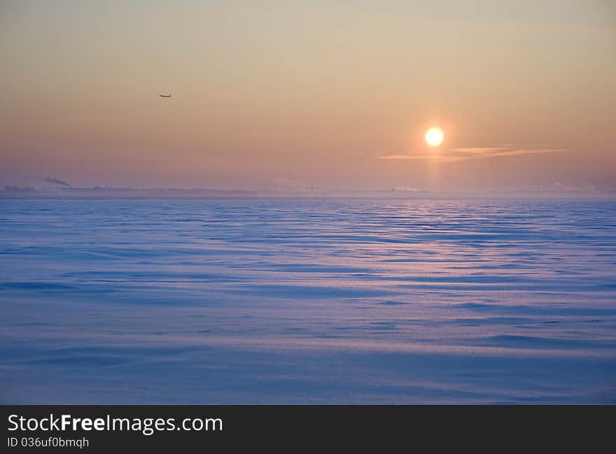 Sunset in winter