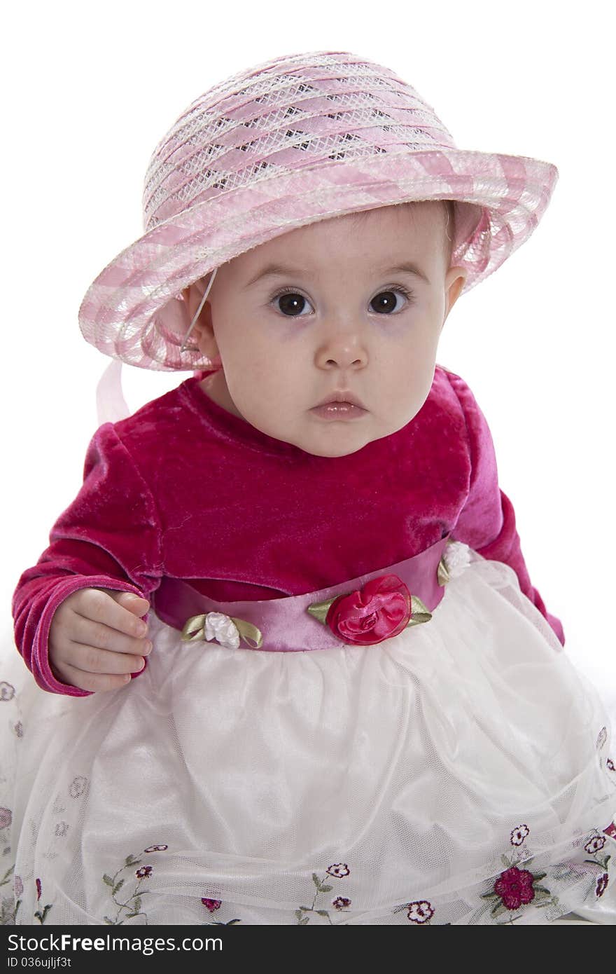 Portrait of sitting little girl isolated on white. Portrait of sitting little girl isolated on white.