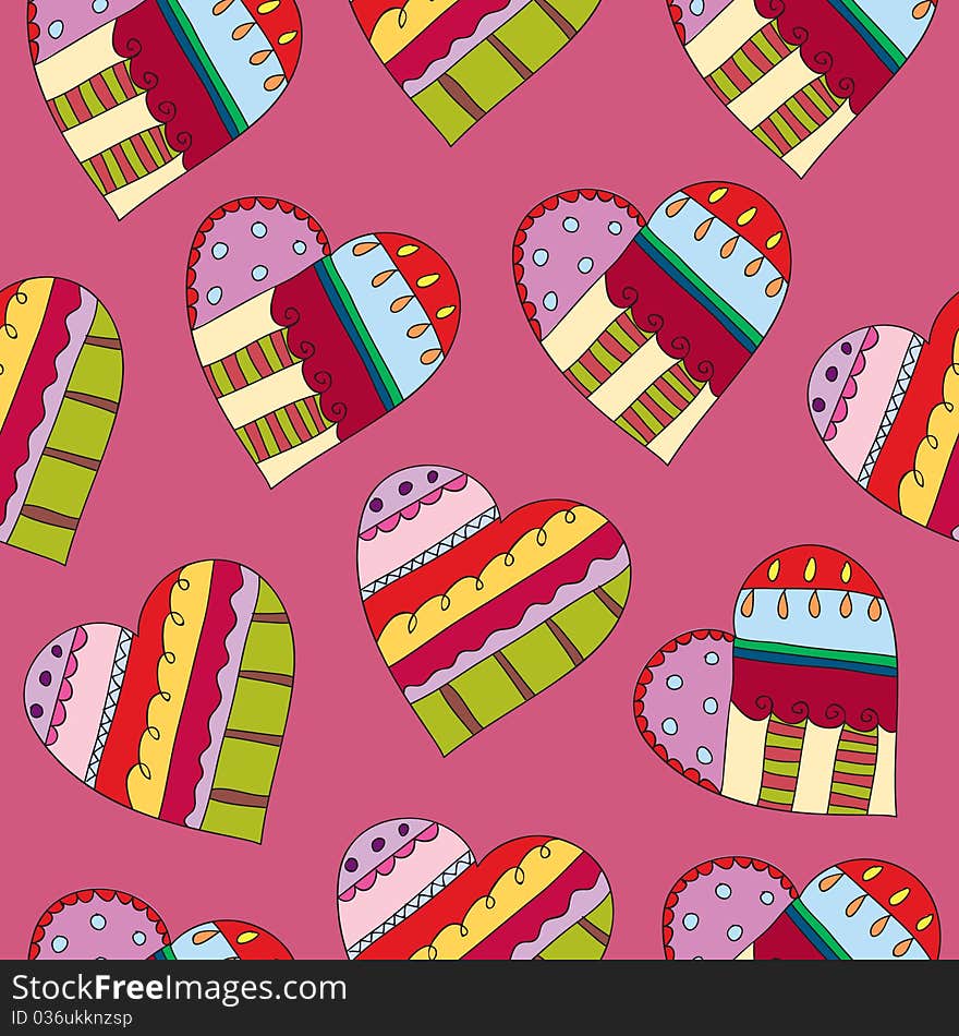 Seamless wallpaper pattern with hearts